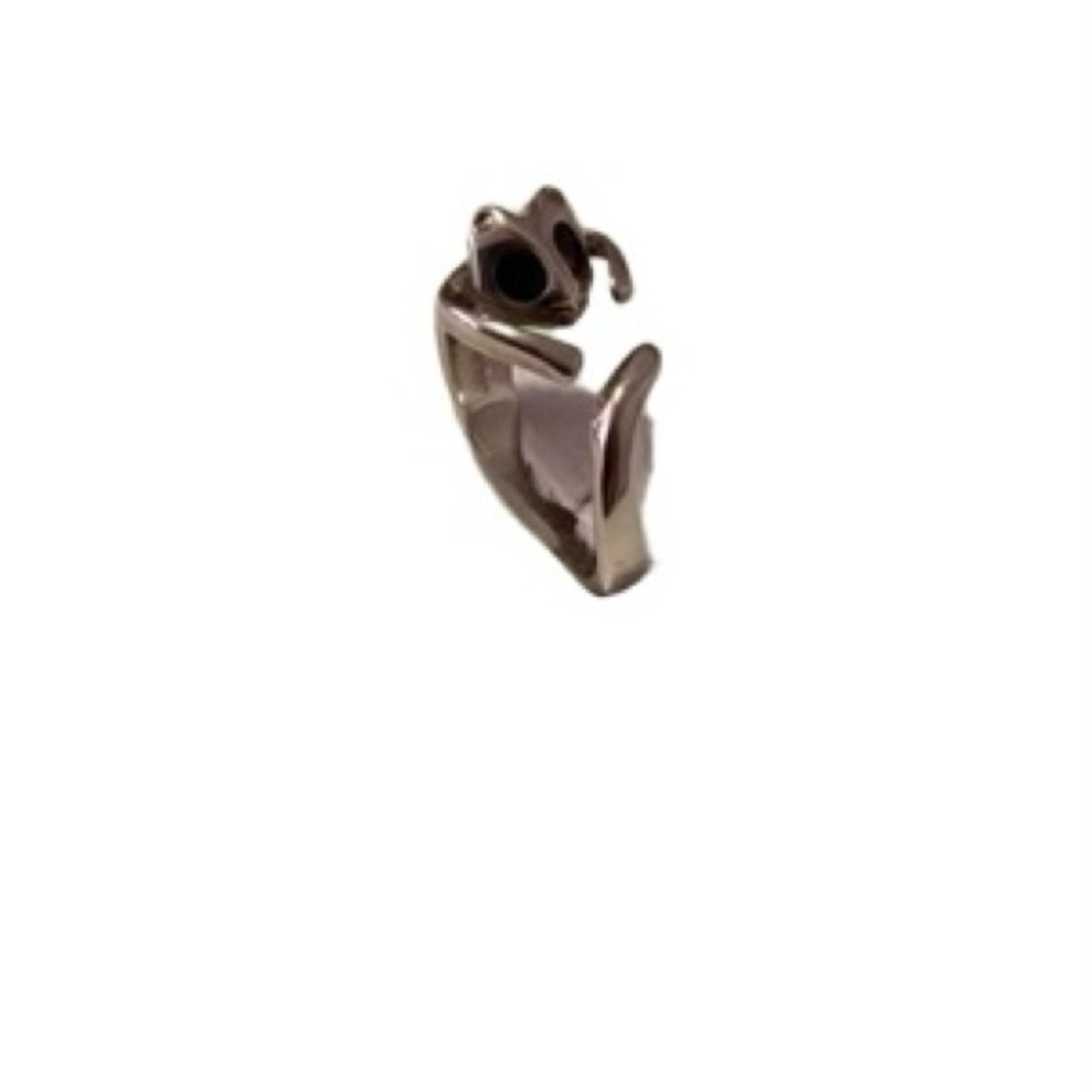 925 Cat Wrapped Around with Black Enamel Eyes Adjustable Size 7